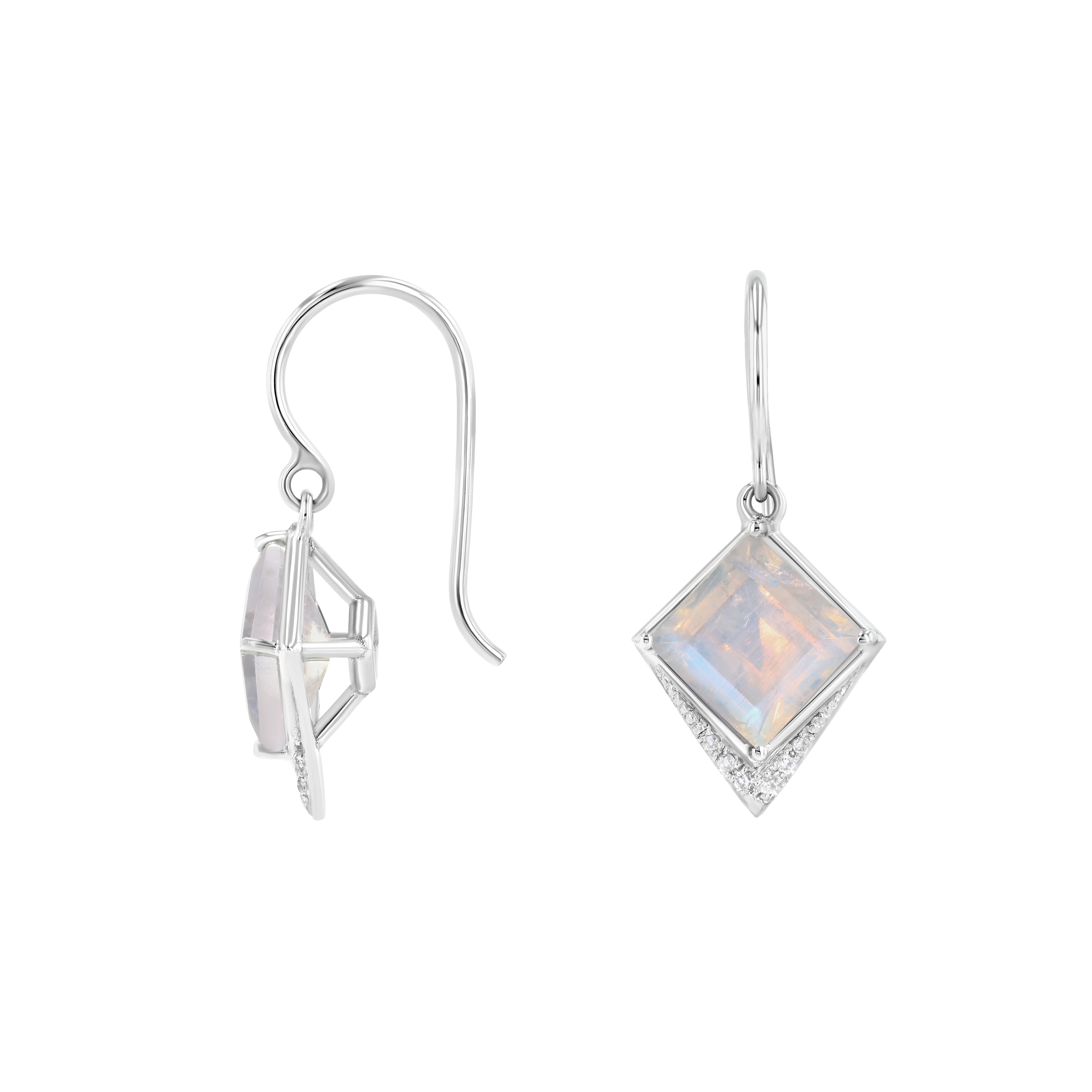 ES Diamond Frame Moonstone Earrings