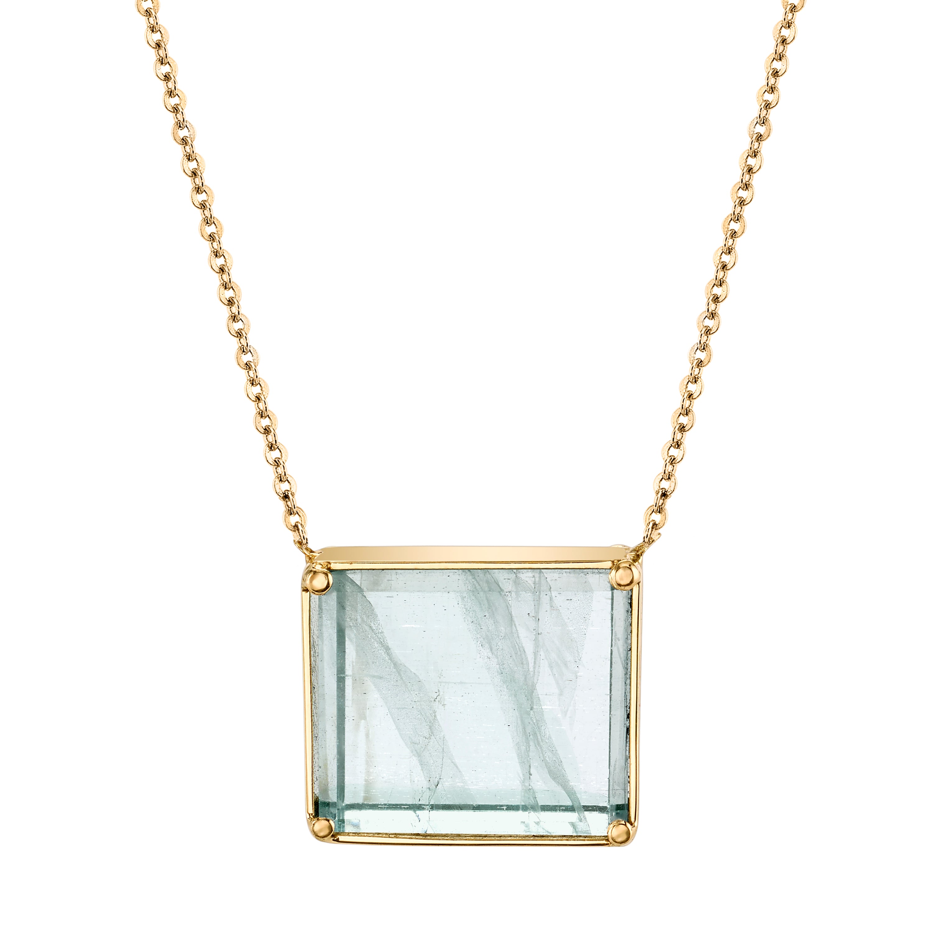 Glass Cut Aquamarine Necklace