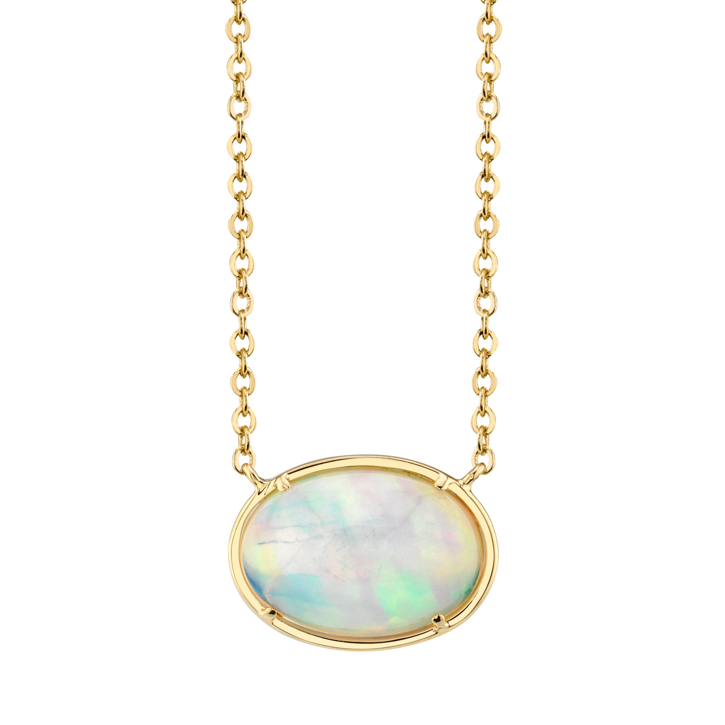 Sideways Ethiopian Opal Oval Necklace