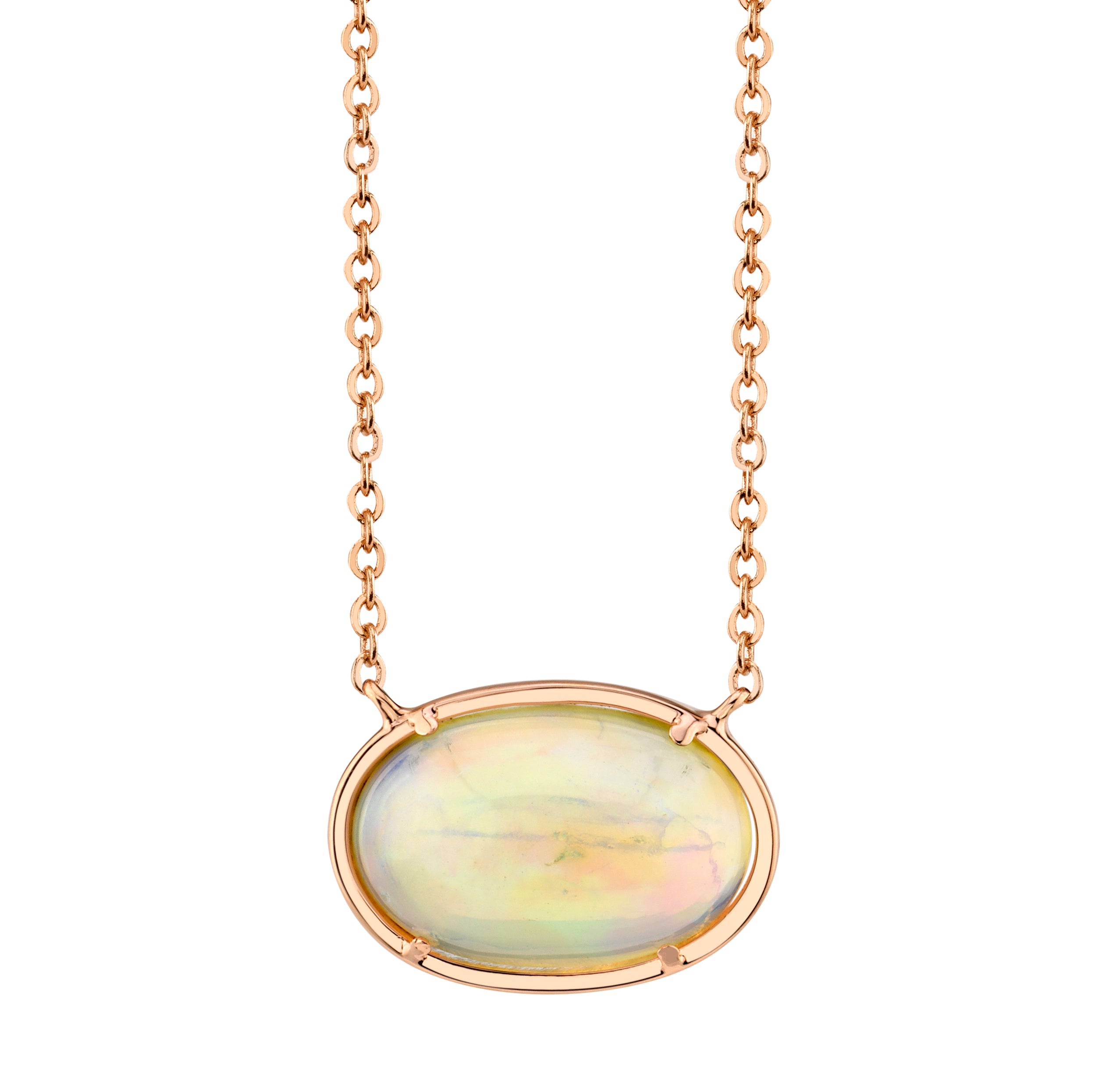 Sideways Ethiopian Opal Oval Necklace