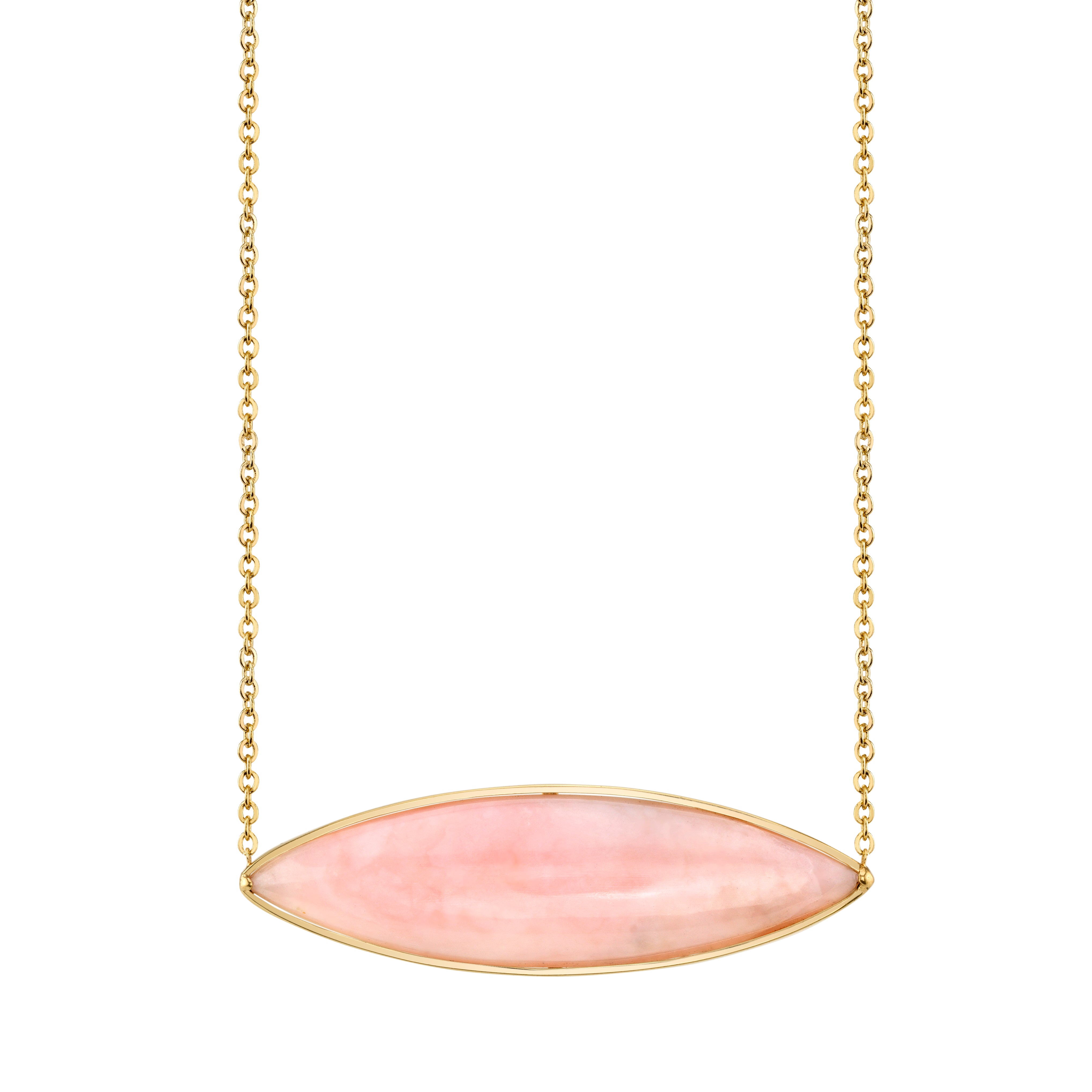 Sideways Marquise Pink Opal Necklace